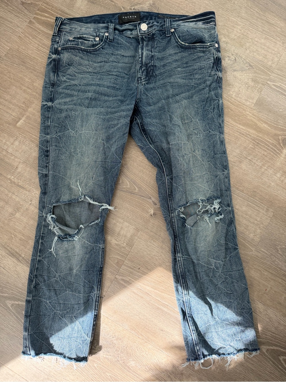 PACSUN Men’s Distressed Blue Denim Jeans